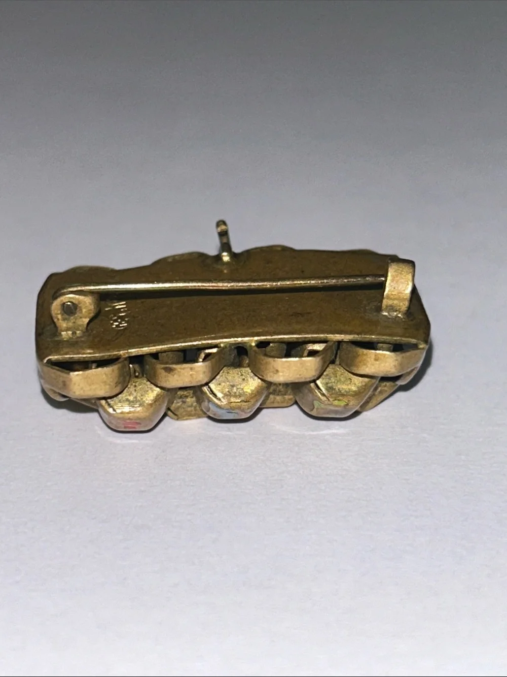 Watch Fob - Vintage German Enamel Brass  Brooch Pin